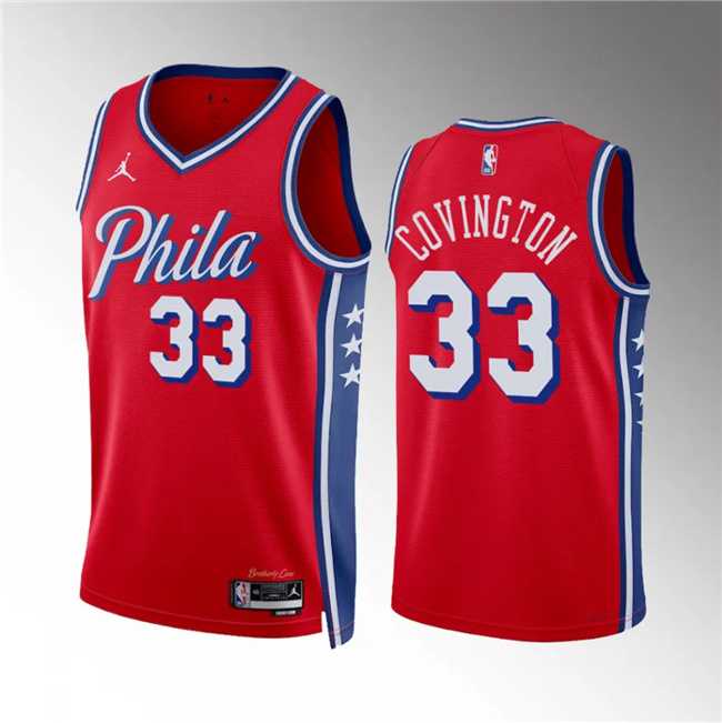Mens Philadelphia 76ers #33 Robert Covington Red Statement Edition Stitched Jersey Dzhi